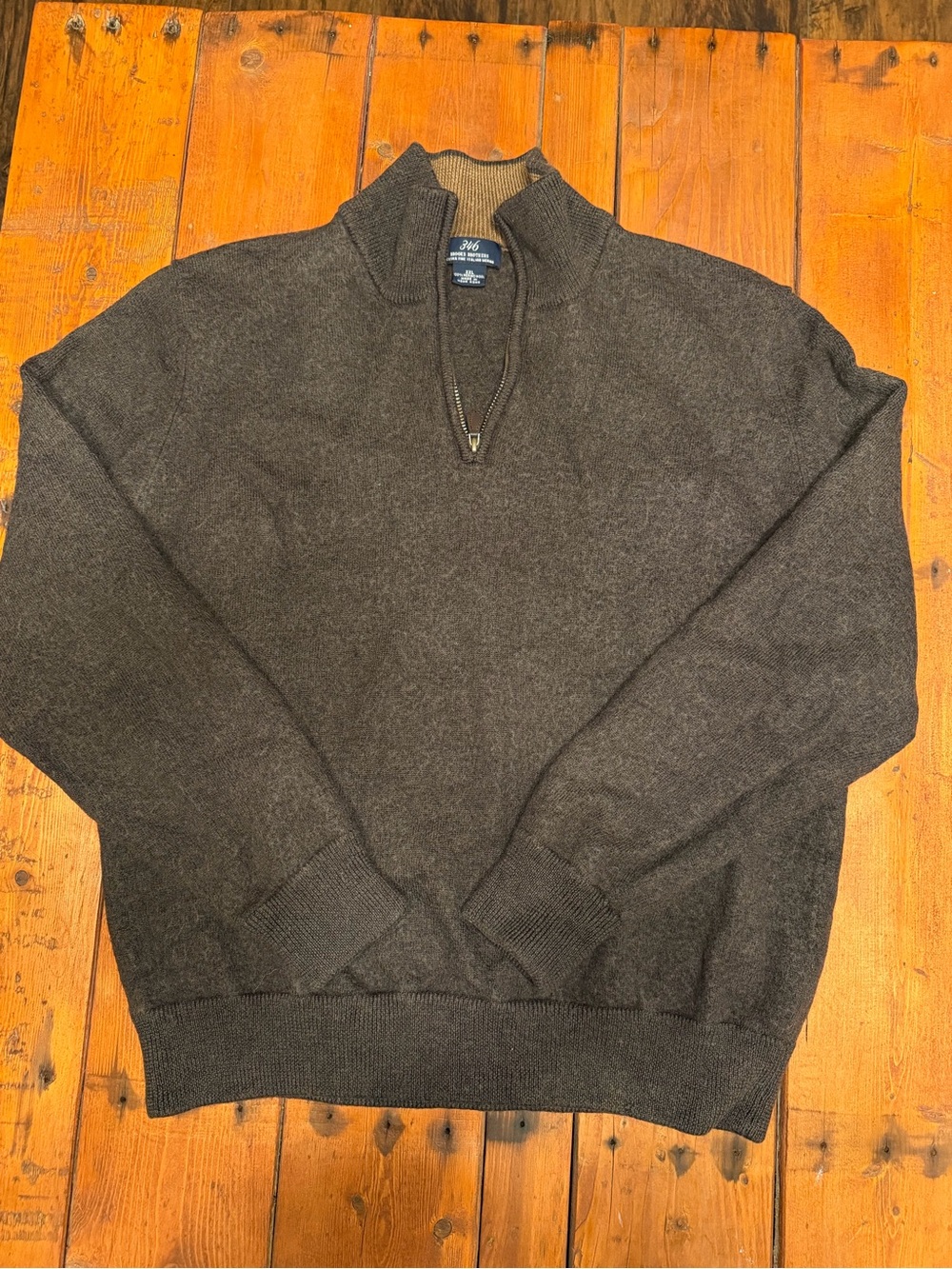 Brooks Brorhers Mens Brown Half-Zip Sweater